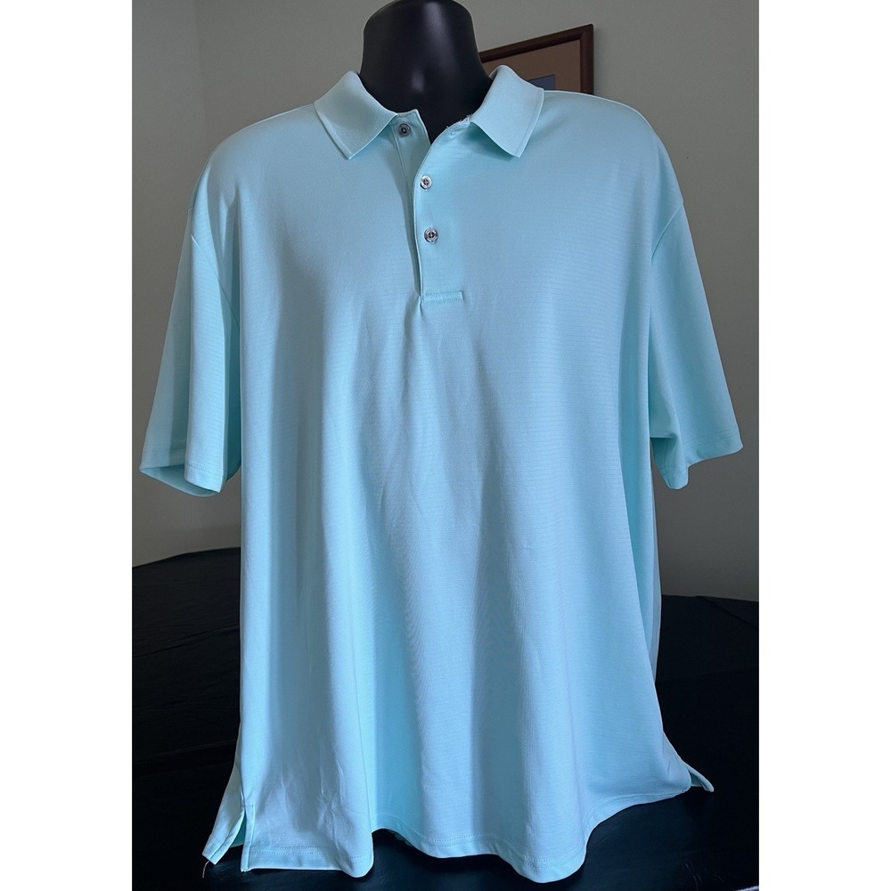 PGA Tour Men's Golf Polo Shirt Short Sleeve, Lightweight Stretch, Teal, Size XXL